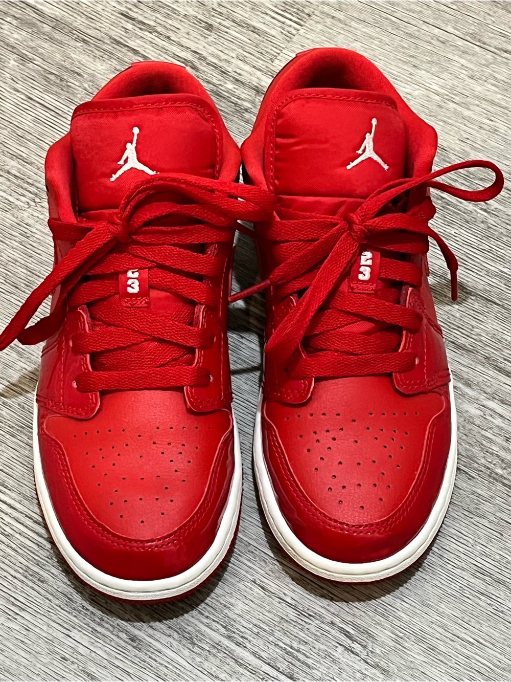 Jordan Kids Red Low-Top Sneakers with White Accents